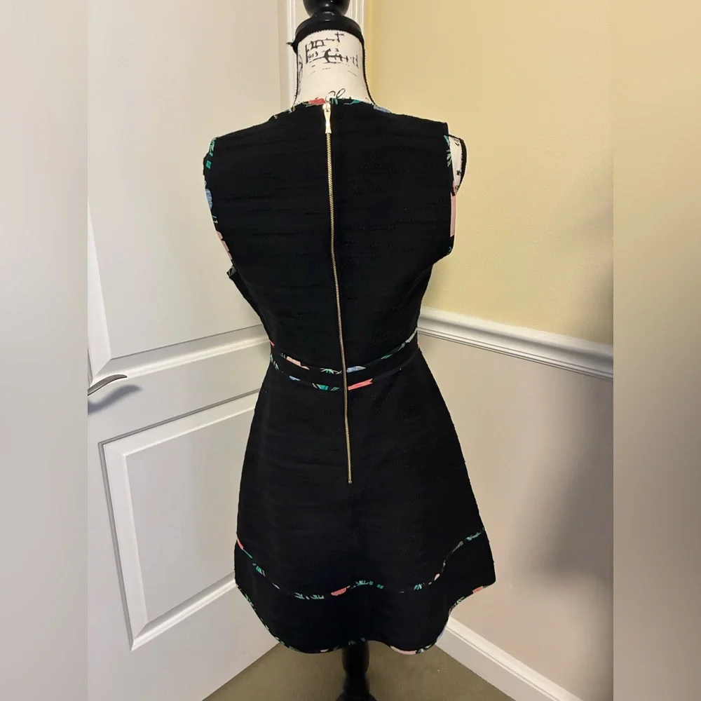 NWT Kate spade fitted blossom tweed black dress black size 8